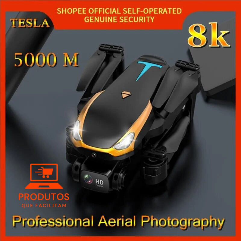 Drone Tesla Profissional Dual Câmera, 8K Resolução / 5000 Metros de Distância