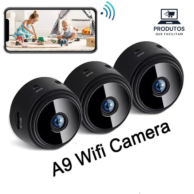 Mini Câmera de Segurança Sem Fio, HD, WiFi
